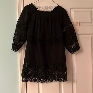 Chico’s Black Lace and Linen tunic